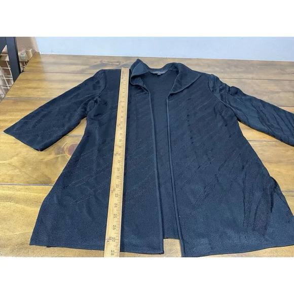 Ming Wang Black Striped Textured Cardigan Open Front Jacket Size Medium - Picture 7 of 12